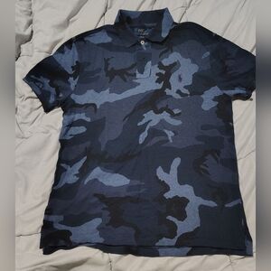Ralph Lauren Men's Navy Camouflage Polo Shirt Size Medium Custom Slim Fit